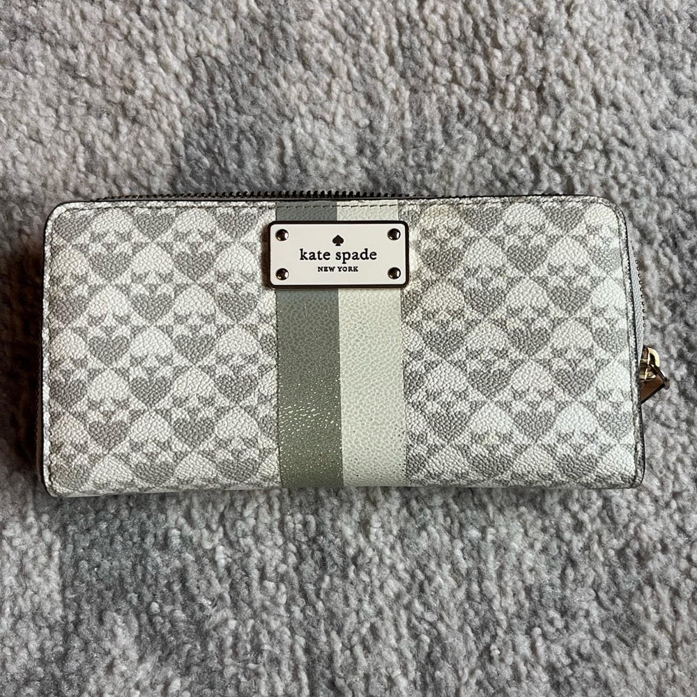 Kate Spade Long Zip Walker Grey Design Pink Interior